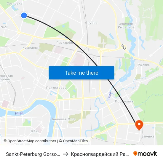 Sankt-Peterburg Gorsovet to Красногвардейский Район map