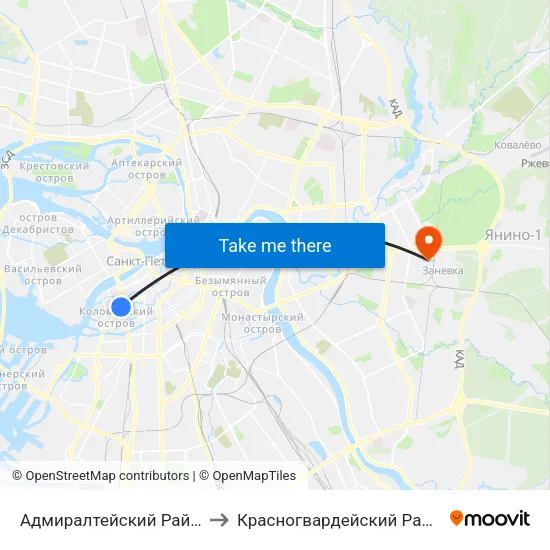 Адмиралтейский Район to Красногвардейский Район map
