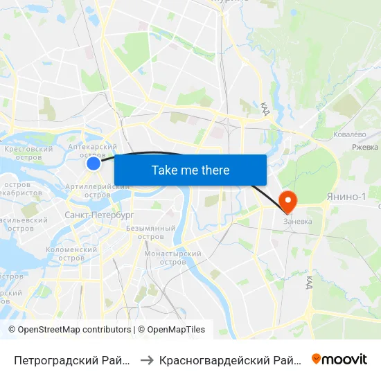 Петроградский Район to Красногвардейский Район map