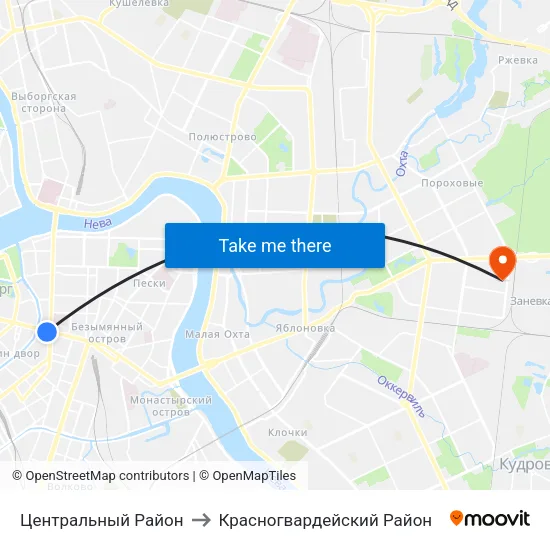 Центральный Район to Красногвардейский Район map