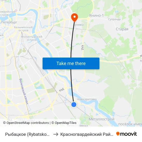 Рыбацкое (Rybatskoye) to Красногвардейский Район map