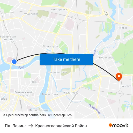 Пл. Ленина to Красногвардейский Район map