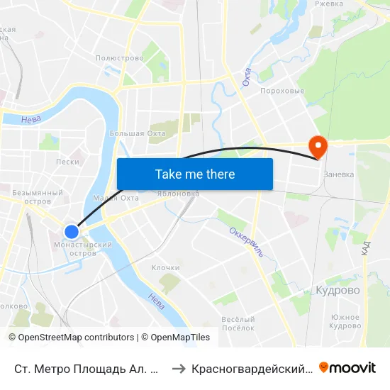 Ст. Метро Площадь Ал. Невского to Красногвардейский Район map