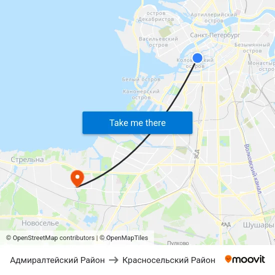 Адмиралтейский Район to Красносельский Район map
