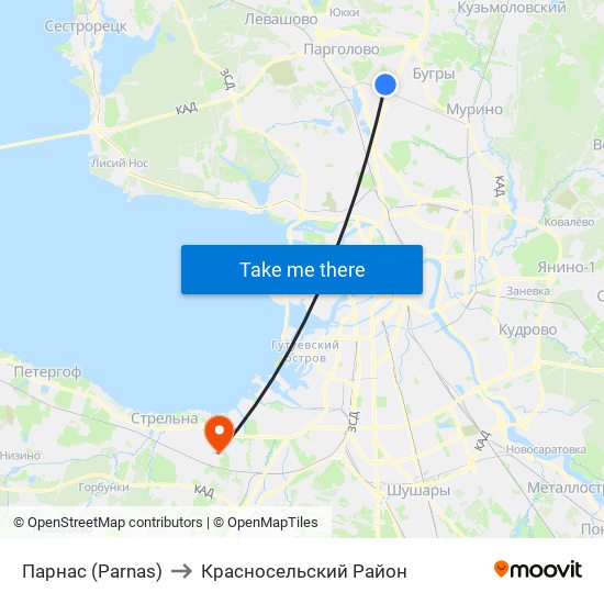 Парнас (Parnas) to Красносельский Район map