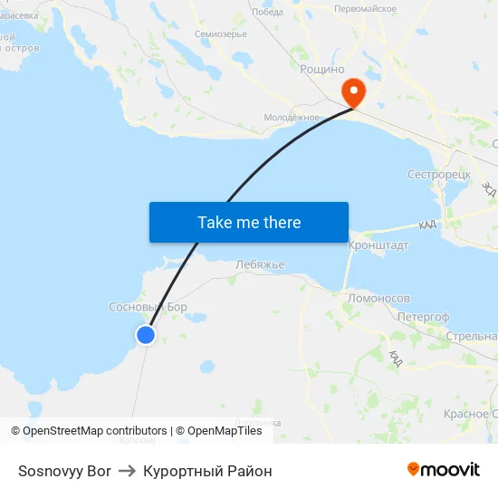 Sosnovyy Bor to Курортный Район map