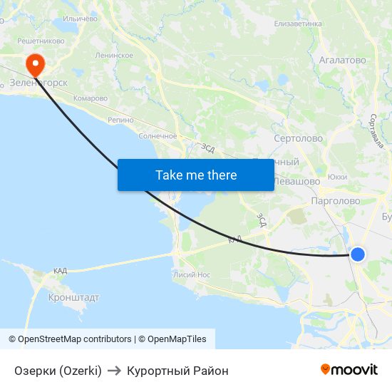 Озерки (Ozerki) to Курортный Район map