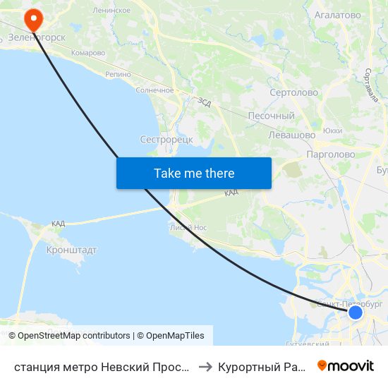 станция метро Невский Проспект to Курортный Район map