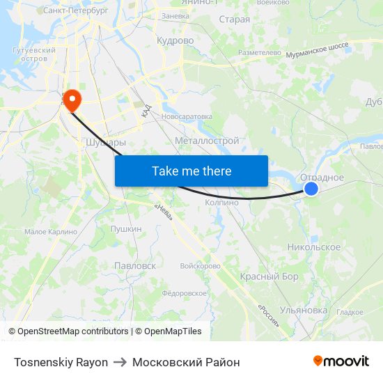 Tosnenskiy Rayon to Московский Район map