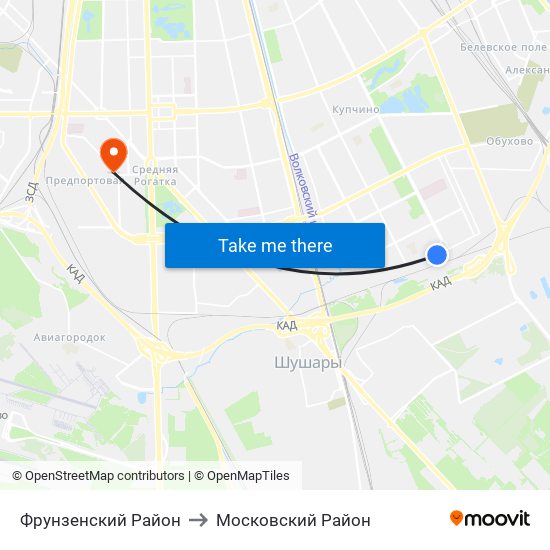 Фрунзенский Район to Московский Район map