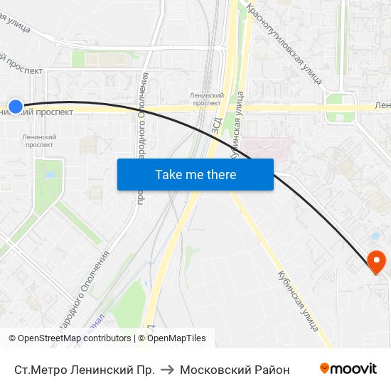 Ст.Метро Ленинский Пр. to Московский Район map