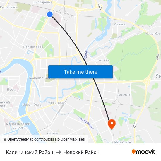 Калининский Район to Невский Район map