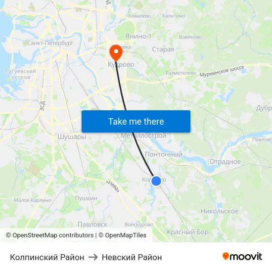 Колпинский Район to Невский Район map