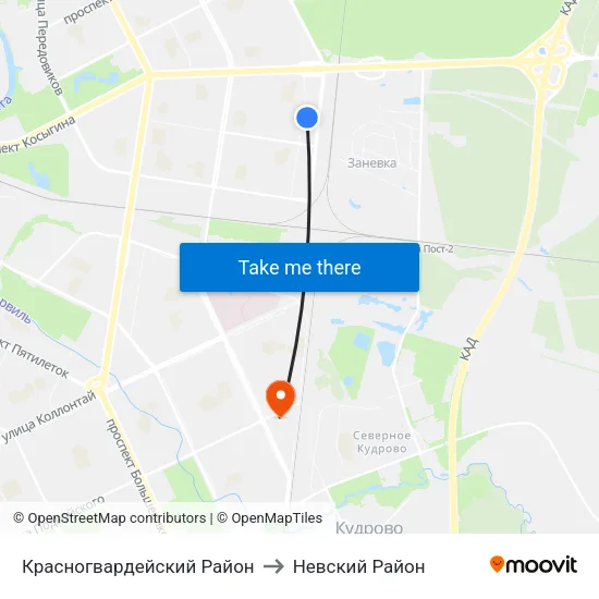 Красногвардейский Район to Невский Район map