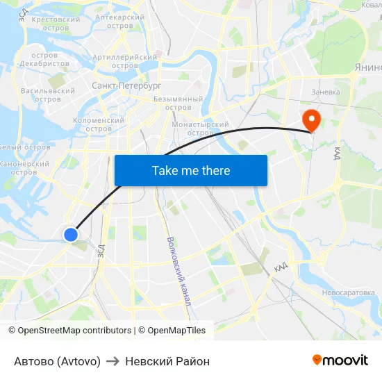 Автово (Avtovo) to Невский Район map