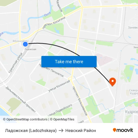 Ладожская (Ladozhskaya) to Невский Район map