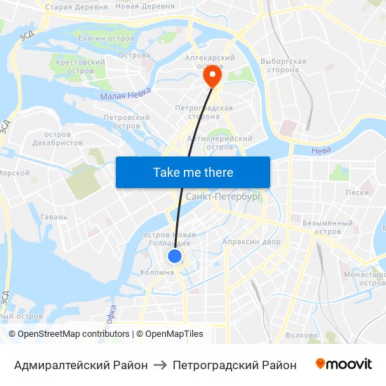 Адмиралтейский Район to Петроградский Район map