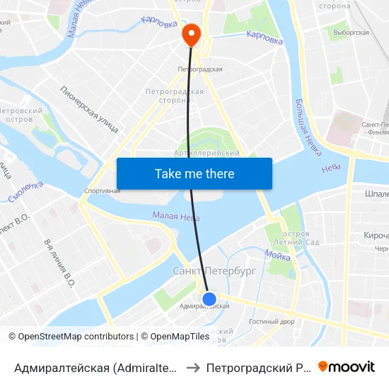Адмиралтейская (Admiralteyskaya) to Петроградский Район map