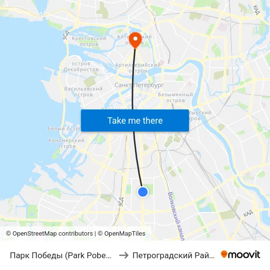 Парк Победы (Park Pobedy) to Петроградский Район map