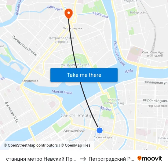 станция метро Невский Проспект to Петроградский Район map