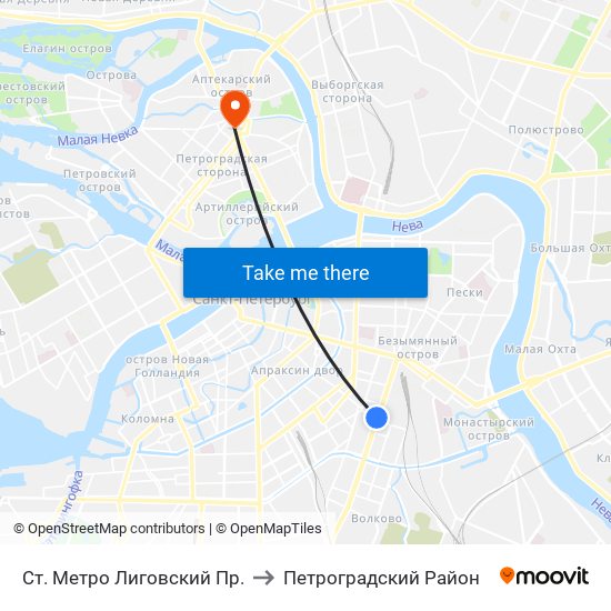 Ст. Метро Лиговский Пр. to Петроградский Район map