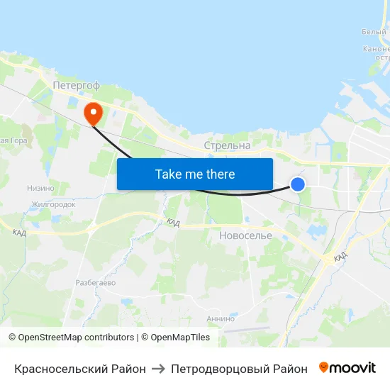 Красносельский Район to Петродворцовый Район map