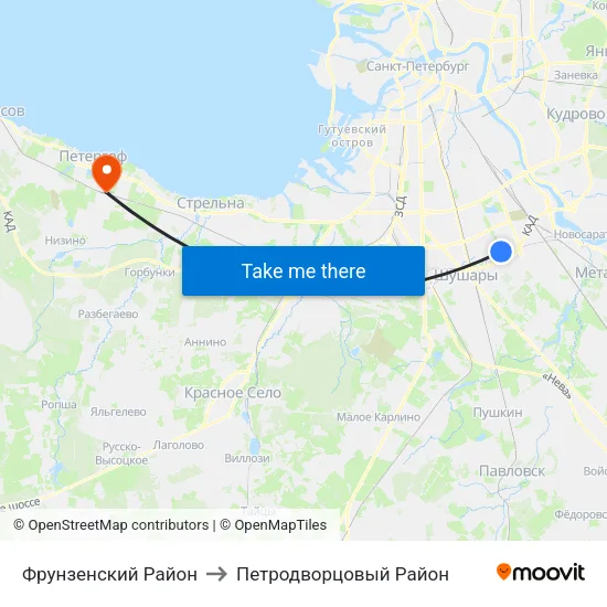 Фрунзенский Район to Петродворцовый Район map