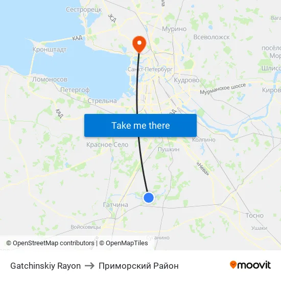 Gatchinskiy Rayon to Приморский Район map
