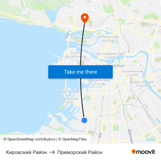Кировский Район to Приморский Район map