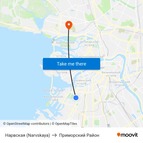 Нарвская (Narvskaya) to Приморский Район map