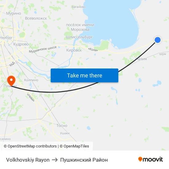Volkhovskiy Rayon to Пушкинский Район map