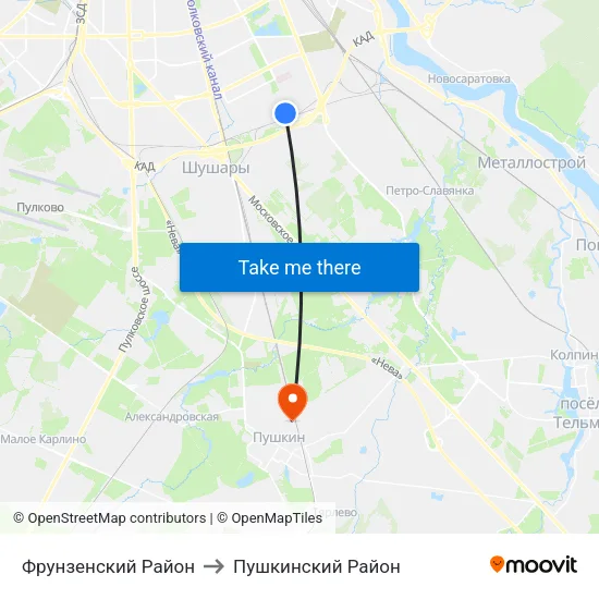 Фрунзенский Район to Пушкинский Район map