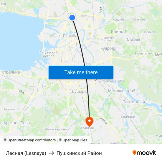 Лесная (Lesnaya) to Пушкинский Район map