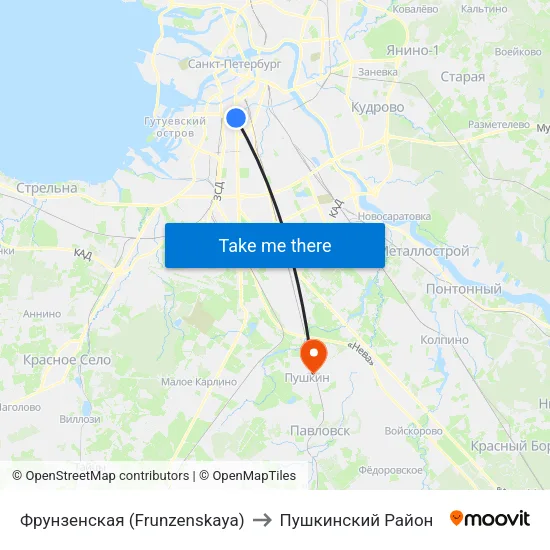 Фрунзенская (Frunzenskaya) to Пушкинский Район map