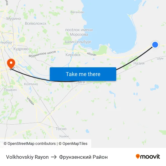 Volkhovskiy Rayon to Фрунзенский Район map