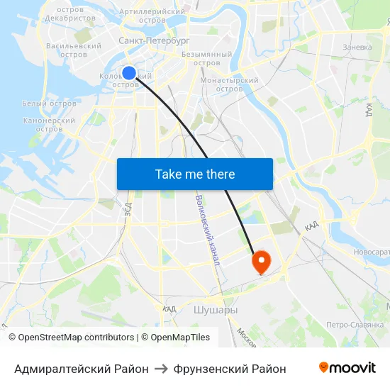 Адмиралтейский Район to Фрунзенский Район map
