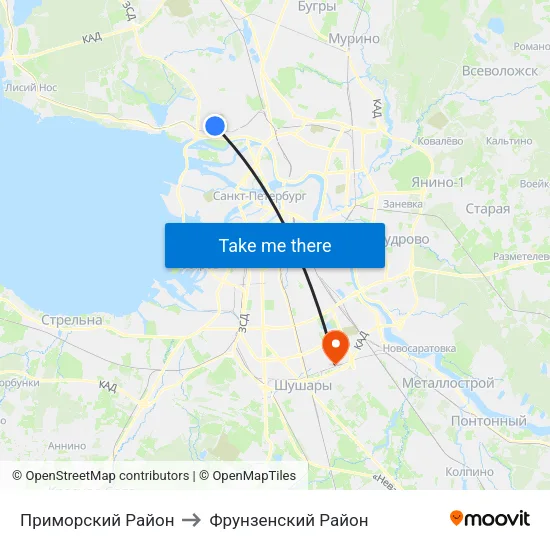 Приморский Район to Фрунзенский Район map