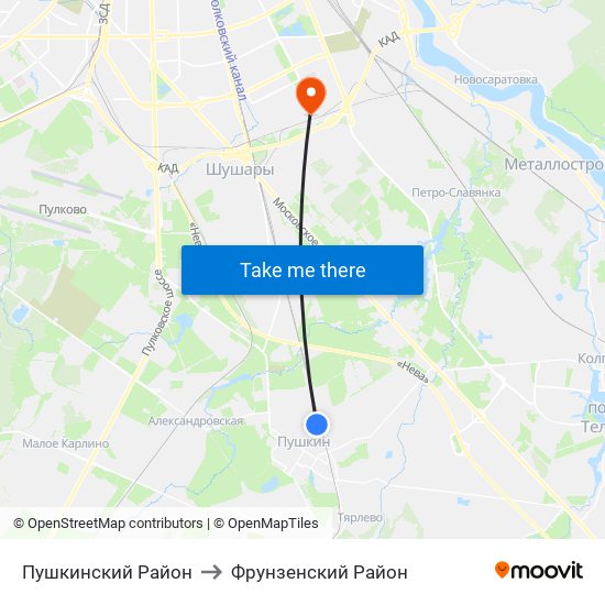 Пушкинский Район to Фрунзенский Район map