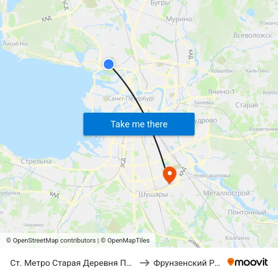 Ст. Метро Старая Деревня Посадка to Фрунзенский Район map