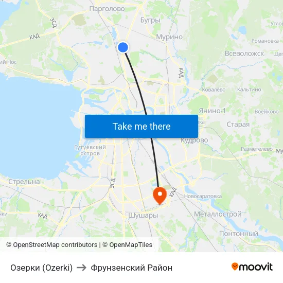 Озерки (Ozerki) to Фрунзенский Район map