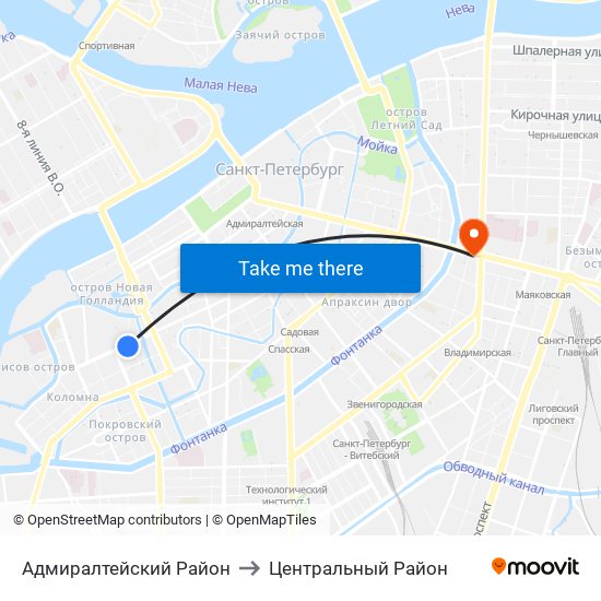 Адмиралтейский Район to Центральный Район map