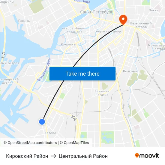 Кировский Район to Центральный Район map