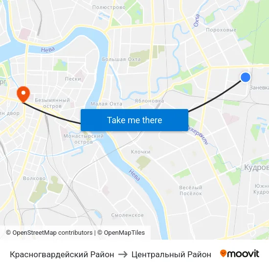 Красногвардейский Район to Центральный Район map