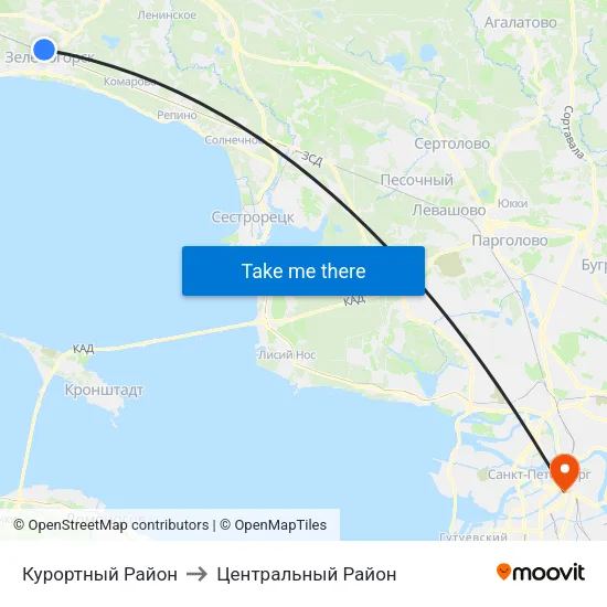 Курортный Район to Центральный Район map