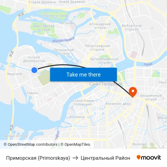 Приморская (Primorskaya) to Центральный Район map