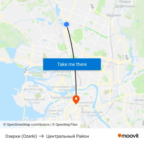 Озерки (Ozerki) to Центральный Район map