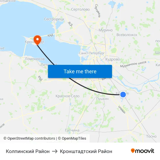 Колпинский Район to Кронштадтcкий Район map