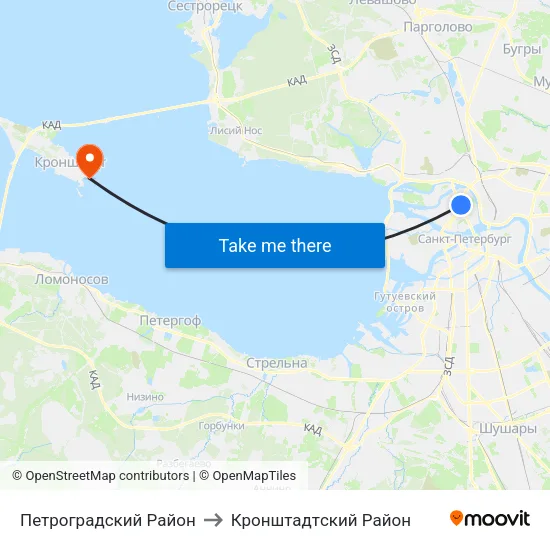 Петроградский Район to Кронштадтcкий Район map