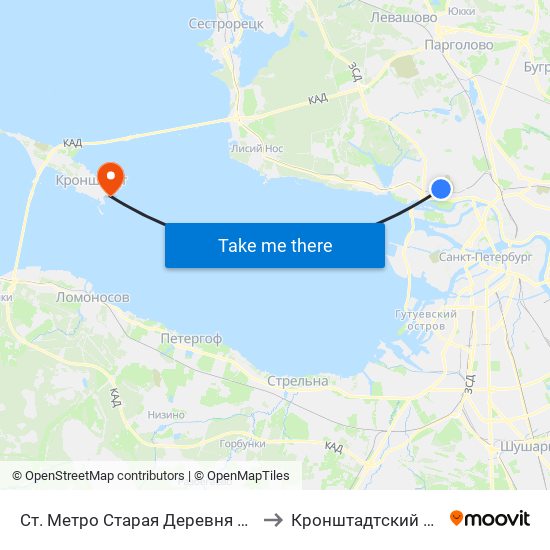 Ст. Метро Старая Деревня Посадка to Кронштадтcкий Район map