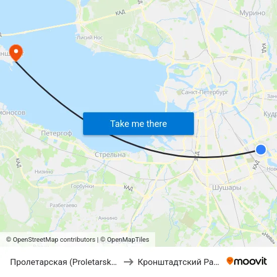 Пролетарская (Proletarskaya) to Кронштадтcкий Район map